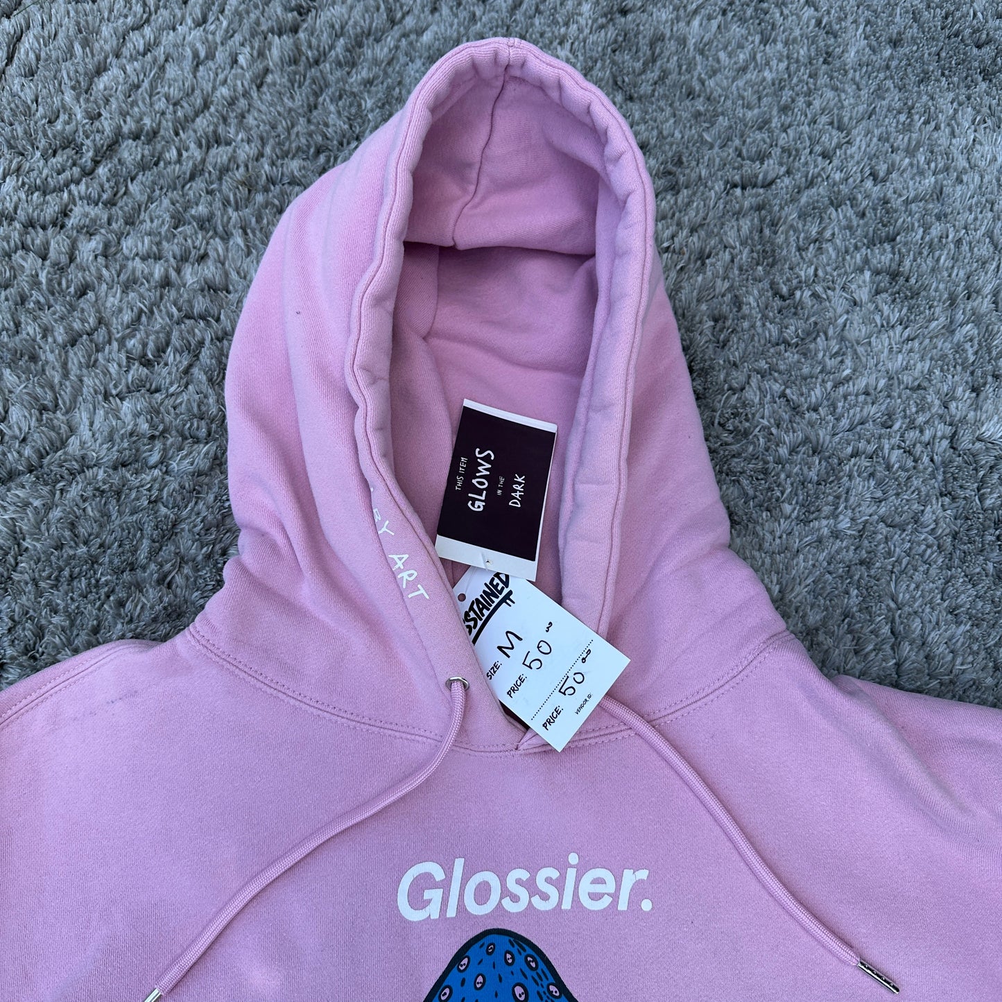 GLOWS! Mush Skull Glacier Size Medium Pullover Hoodie