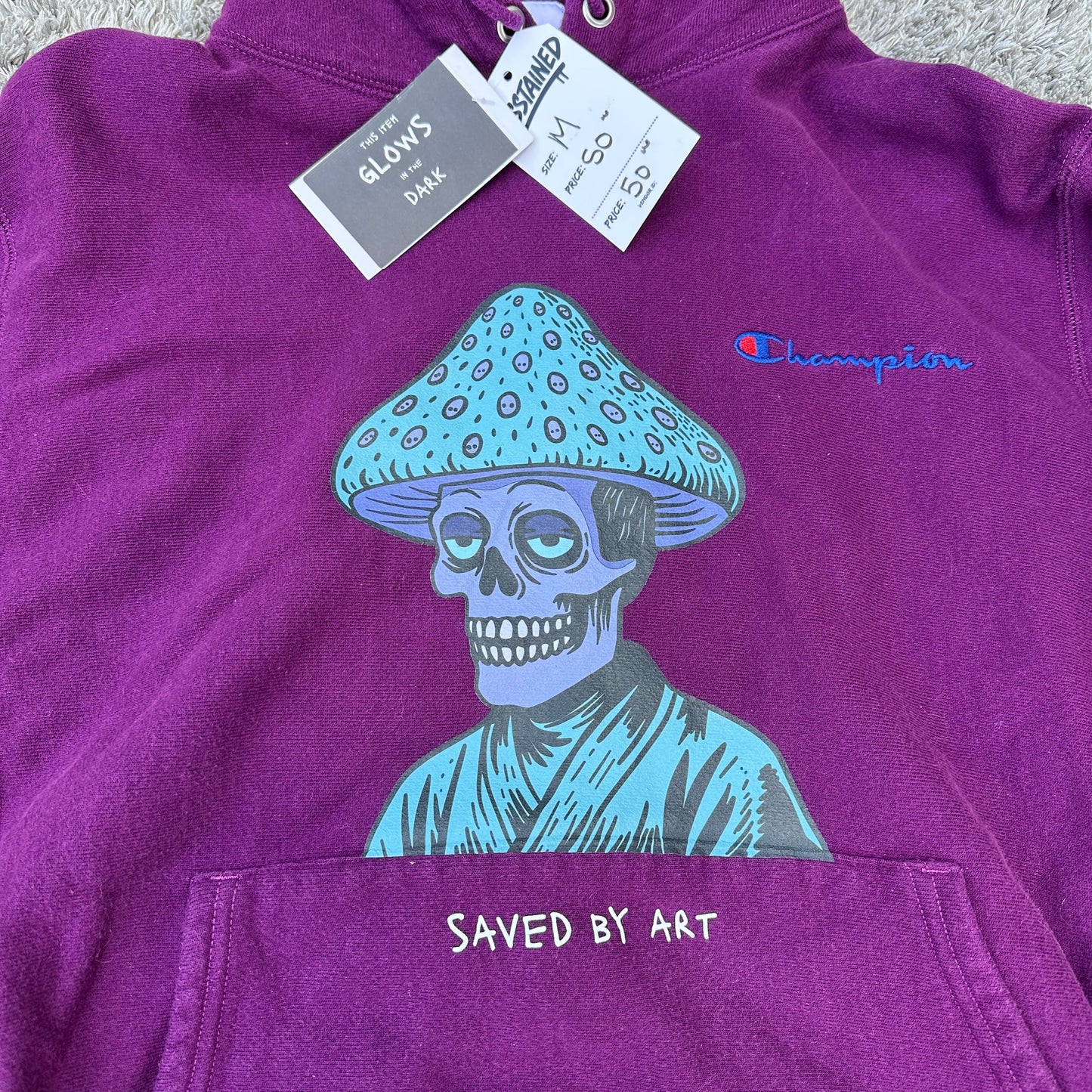 Medium Champion Reverse Weave Hoodie (Art Glows in the Dark)