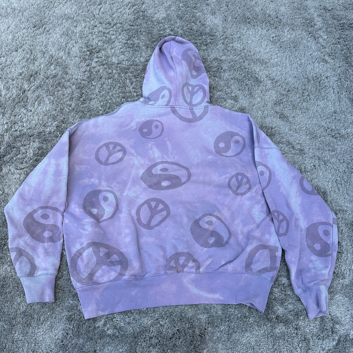 Large Dyed Peace Pullover Hoodie (Art Glows in the Dark)