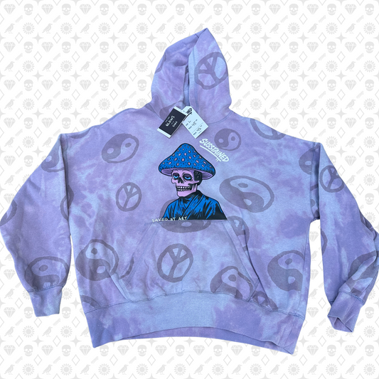 Large Dyed Peace Pullover Hoodie (Art Glows in the Dark)